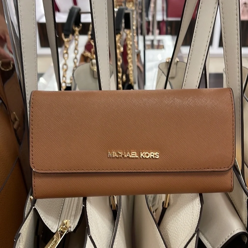 MICHAEL KORS JET SET TRAVEL LARGE TRIFOLD WALLET LUGGAGE COLOR